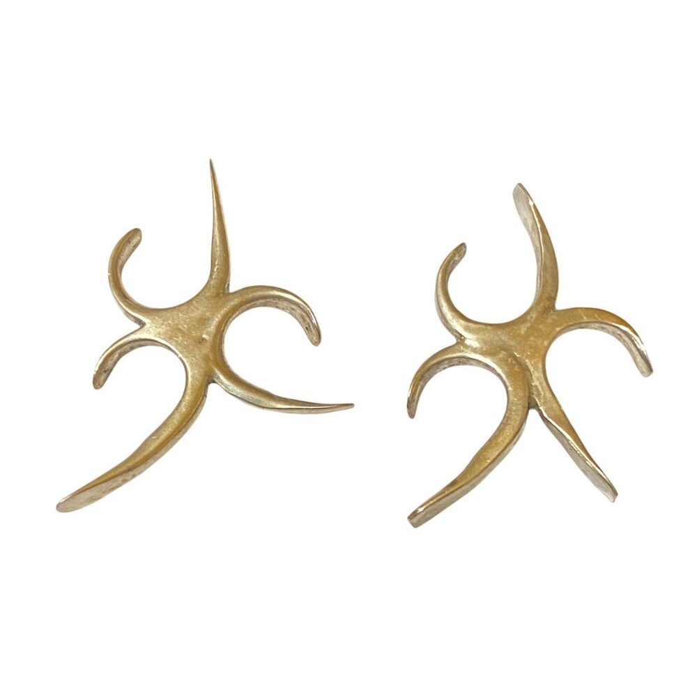 1" x .75" Sterling Silver 925 Star Figure Modern Earrings